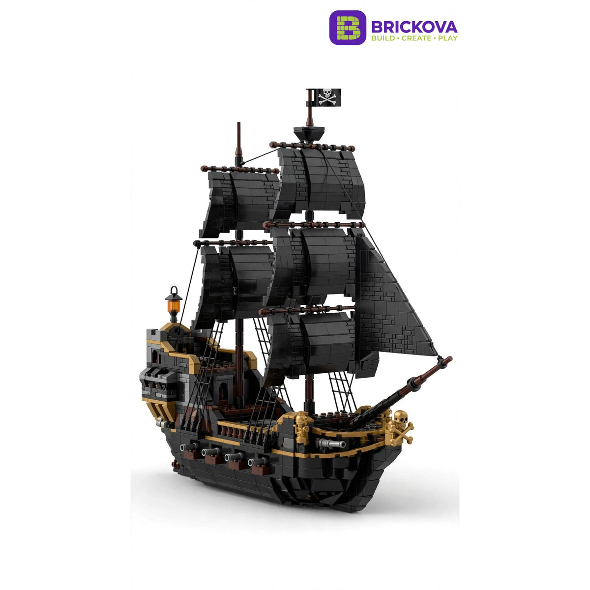 BRICKOVA 10195 Black Pearl III - Pirate Ship Building Blocks - 932 PCS