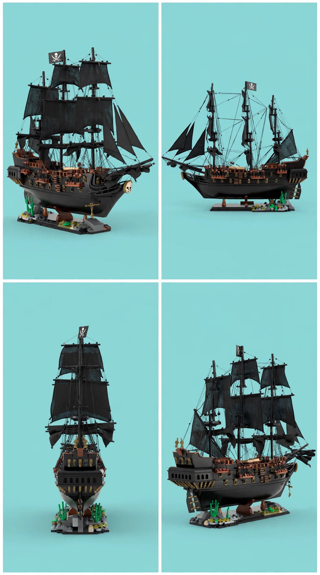 BRICKOVA 10195 Black Pearl III - Pirate Ship Building Blocks - 932 PCS