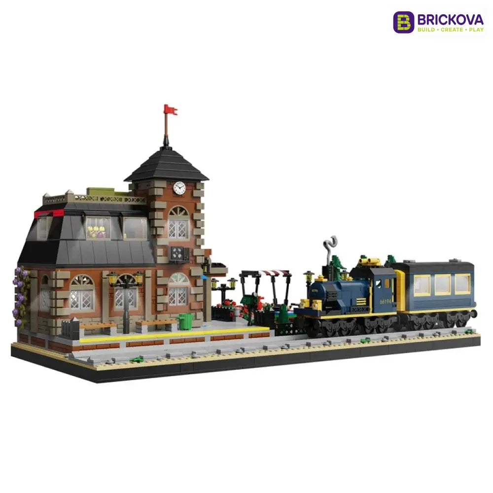 European Train Station Building Set with Lights
